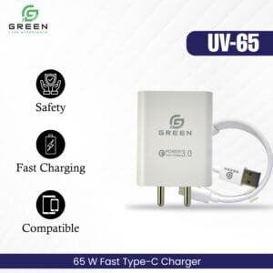 Green UV-65 65W QC3.0 Fast Charger with Type-C Cable - Image 4