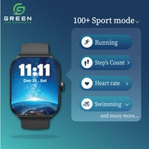 Green Vision Fit Smartwatch with 2.04” AMOLED Display - Image 4
