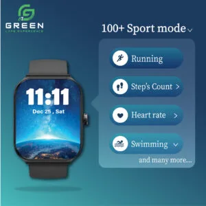 Green Vision Fit Smartwatch with 2.04” AMOLED Display - Image 3