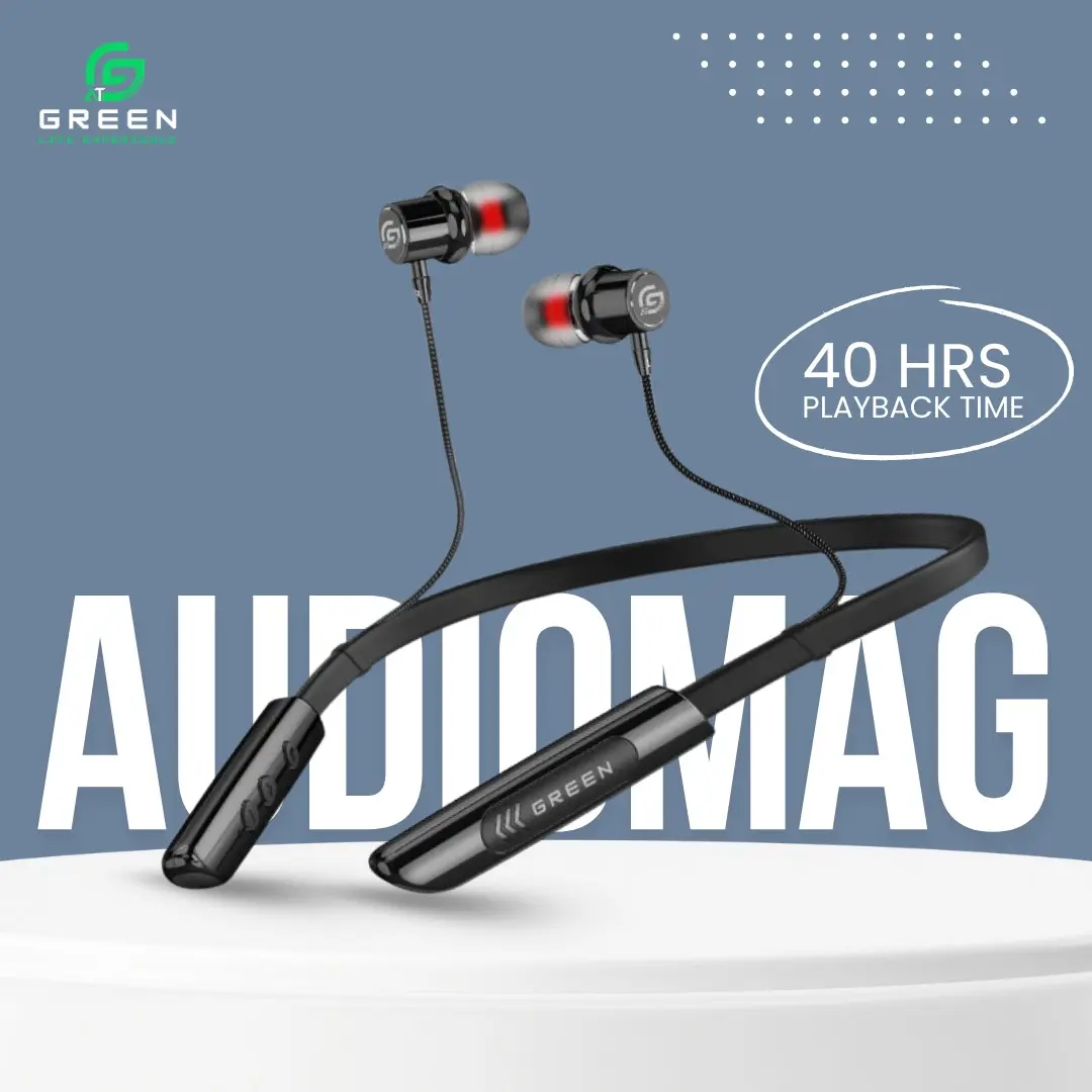 Green Audio Mag Neckband with up to 40 hours of music playback