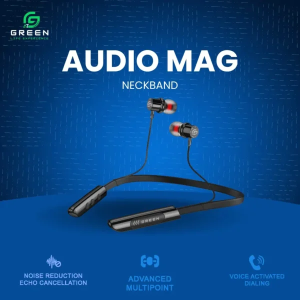 Green Audio Mag Neckband with Bluetooth 5.3 and everyday listening features