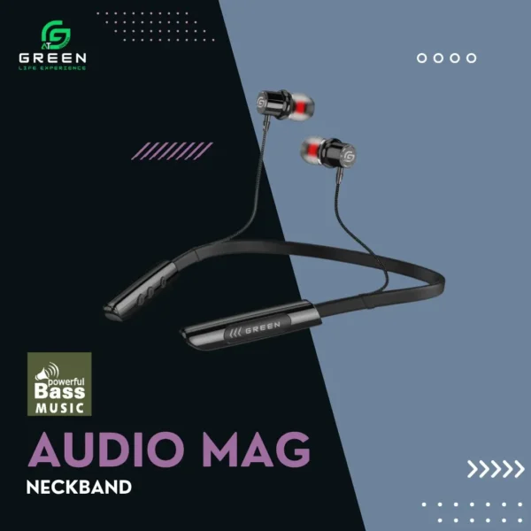 Green Audio Mag magnetic wireless neckband in black