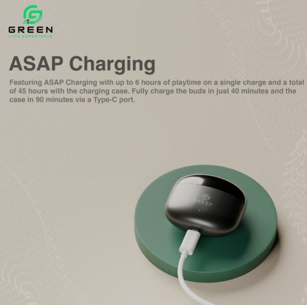 Green Buds Pro ANC earbuds with ASAP fast charging