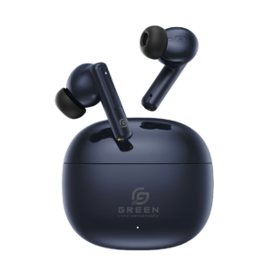 Blue Green Buds Pro ANC earbuds with open charging case