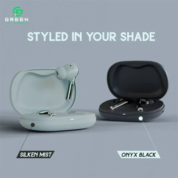 Green Buds Ultra ANC earbuds available in Silken Mist and black