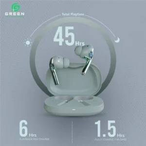 Green Buds Ultra ANC playback time and charging features