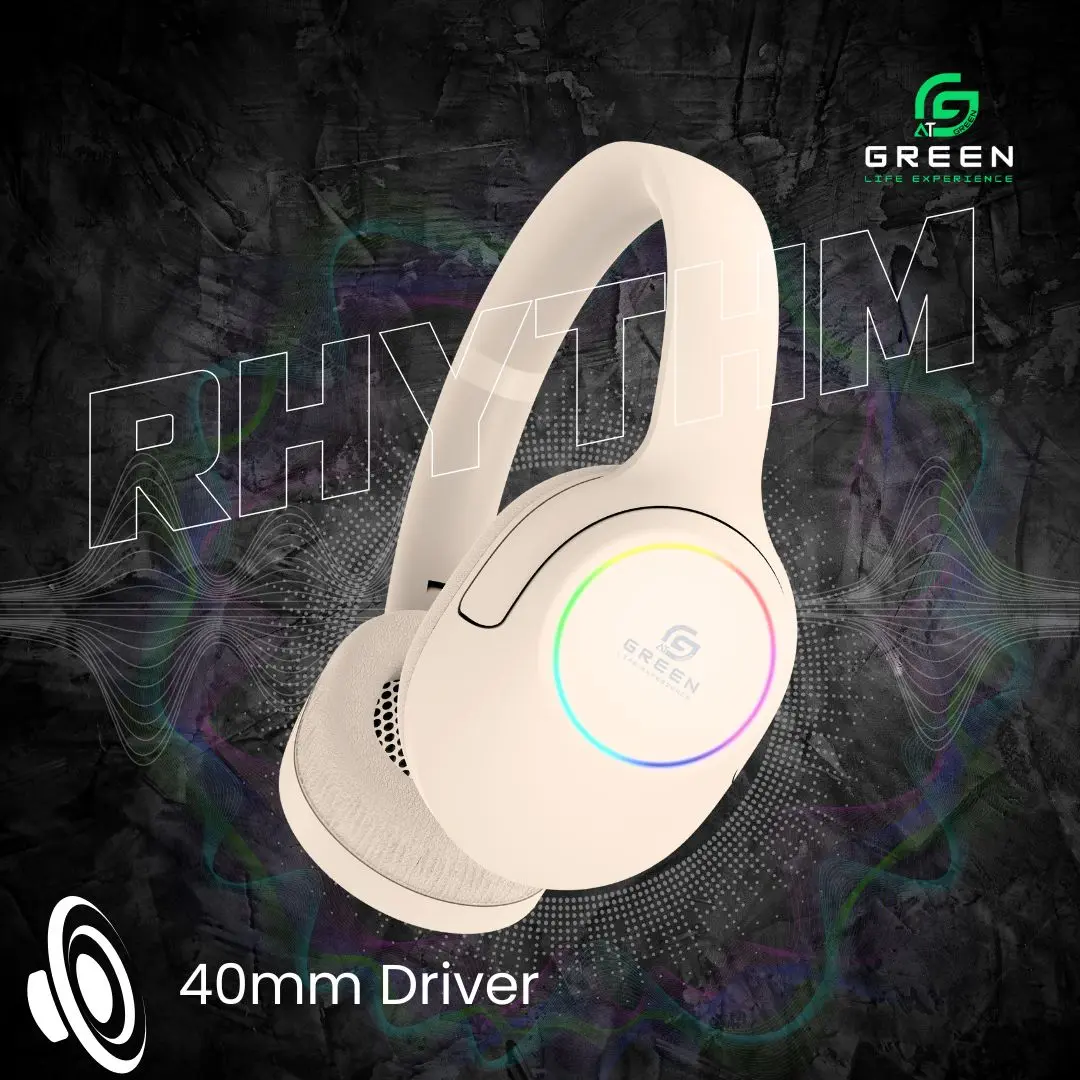 Green Rhythm wireless headphone with 40mm audio driver