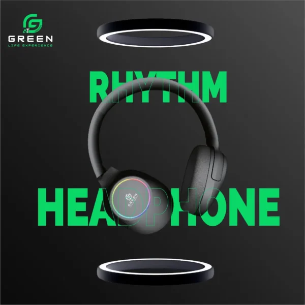 Green Rhythm over ear wireless headphone promotional image