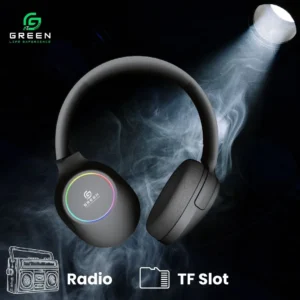 Green Rhythm headphone with FM radio and TF card support