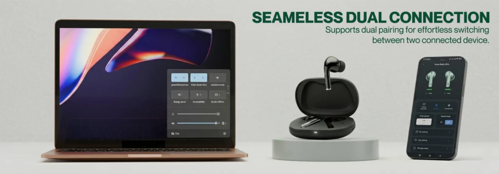green life experience_Green_Buds Ultra ANC_Earbuds_Seamless Dual Connection_Product banner