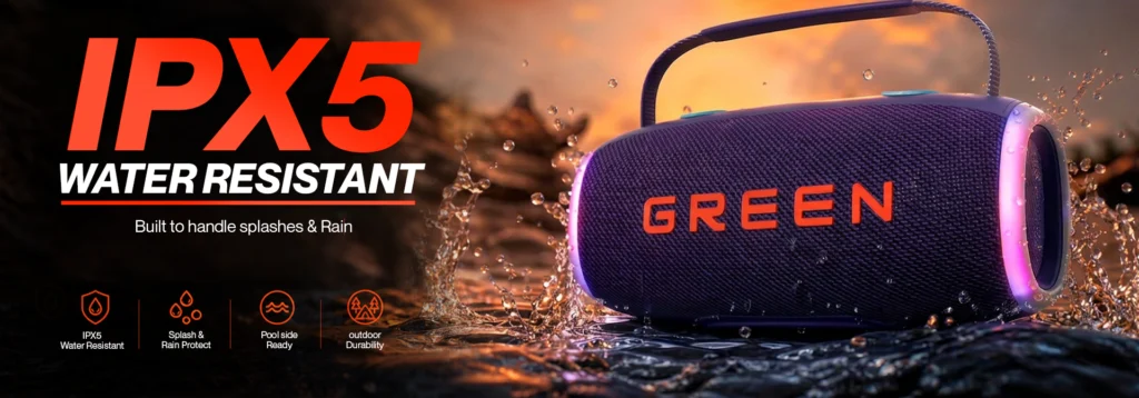 green life experience_Green_Melody-30_Speaker_IPX5 Water Resistant_Product banner