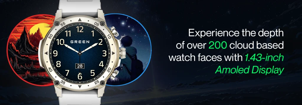 green life experience_Green_Vortex_Smartwatch_1.43 inch Super Amoled Display_Product banner