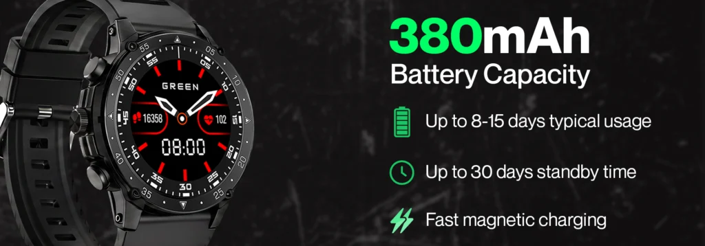 green life experience_Green_Vortex_Smartwatch_380mah Battery Capacity_Product banner