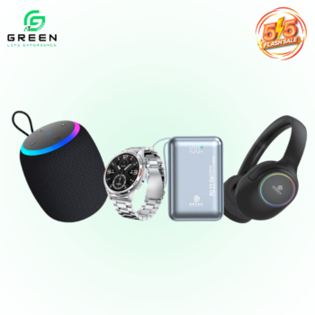 Green Premium Combo (4-in 1) Orbit Pro Smartwatch, Turbo Mini Powerbank, Rhythm Headphone & Melody-15 Pro Speaker pic 1