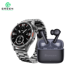 green Combo Orbit Pro Luxury Smart Watch & Leaf-161 True ENC Wireless Gaming Earbuds