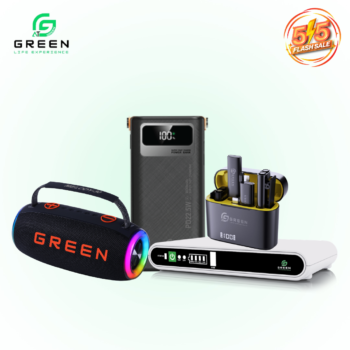Green Power Combo Set | Melody-30 30W Speaker + Thunder X4 30000mAh Powerbank + DC UPS Router Backup + Vocalcore Wireless Mic 900