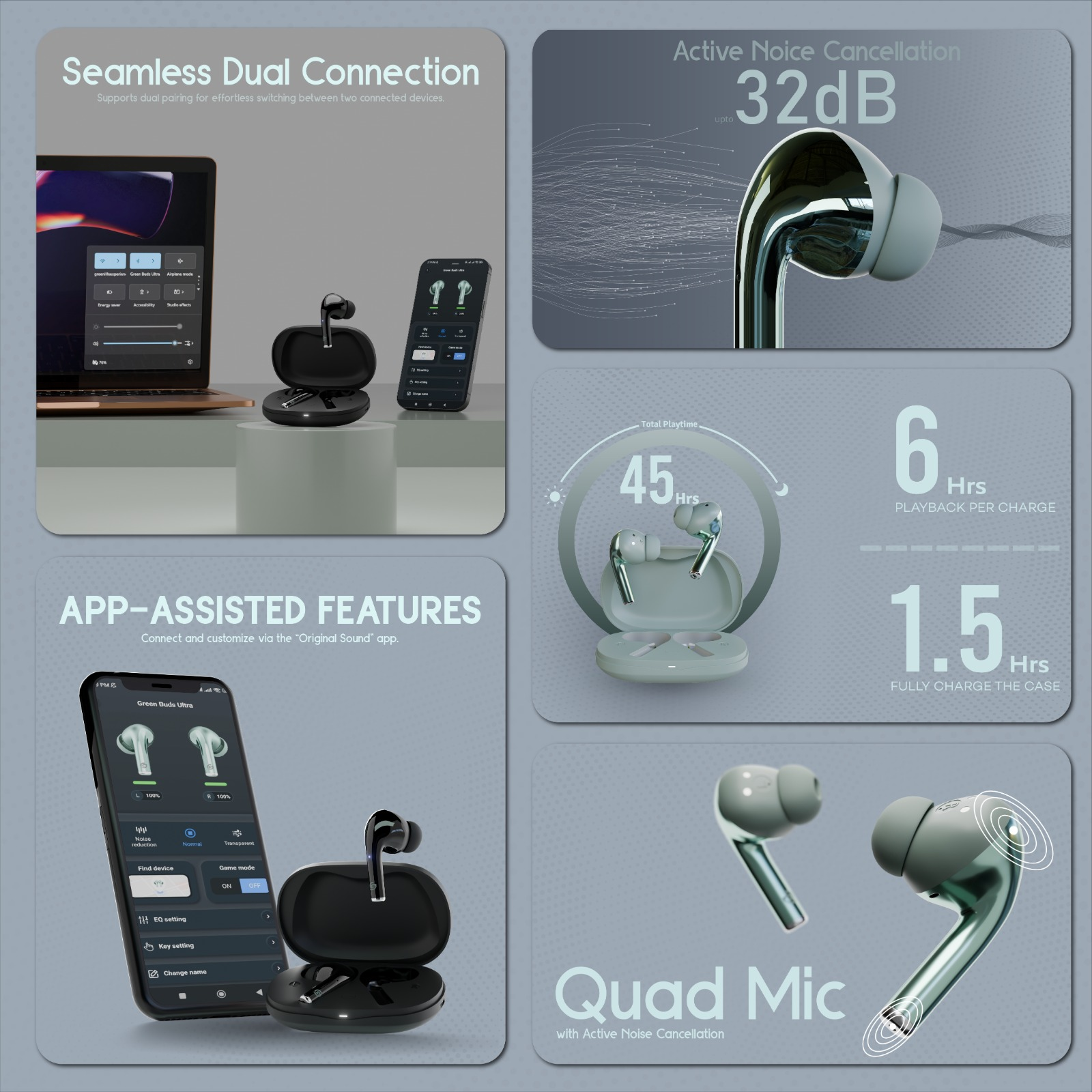 Green Smart Ultra Combo Vortex Smartwatch + Buds Ultra ANC collection photo 2 Green Smart Ultra Combo Vortex Smartwatch + Buds Ultra ANC collection photo 2