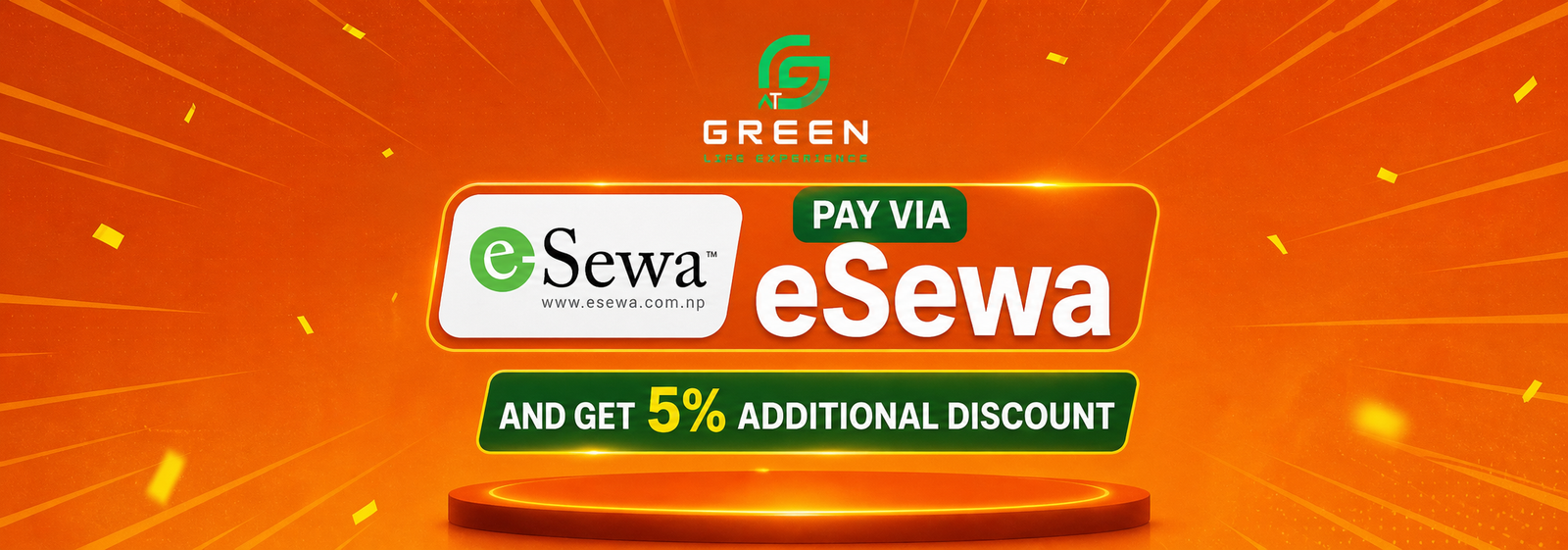 green pay via esewa and get 5% additional discount